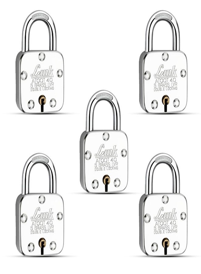 Link Atoot 40mm Padlocks 5Pcs Set | Double Locking | Steel Body | Hardened Shackle | 5 Brass Levers | Made in India | 3 Keys for Each Padlock - Image 1